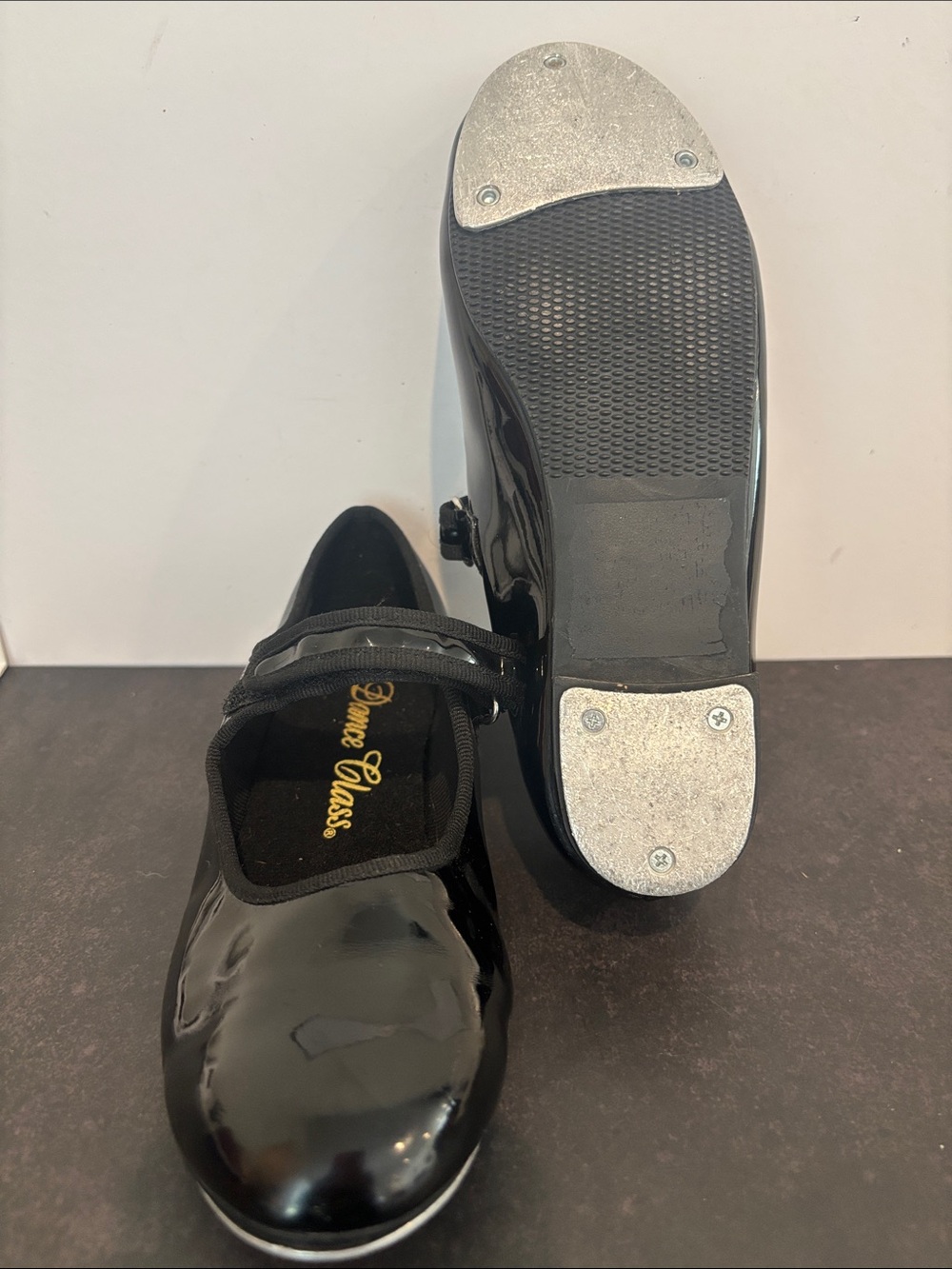 Dance Class Girls Mary Jane Tap Shoes Black Patent Youth Size 2 (8” Outsole)